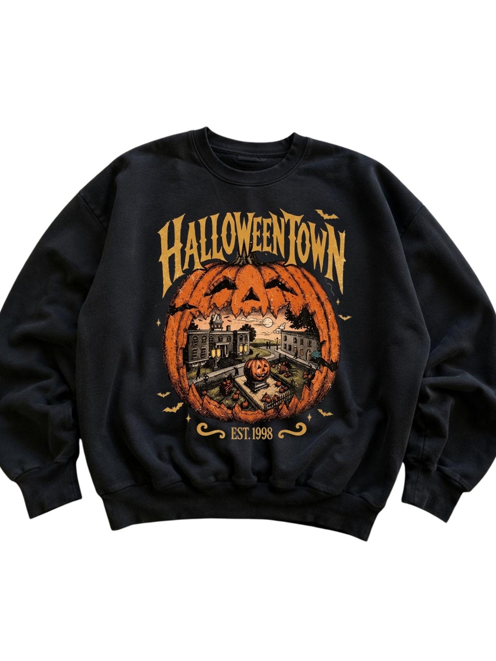 Gildan Halloween Town Black Graphic Sweatshirt